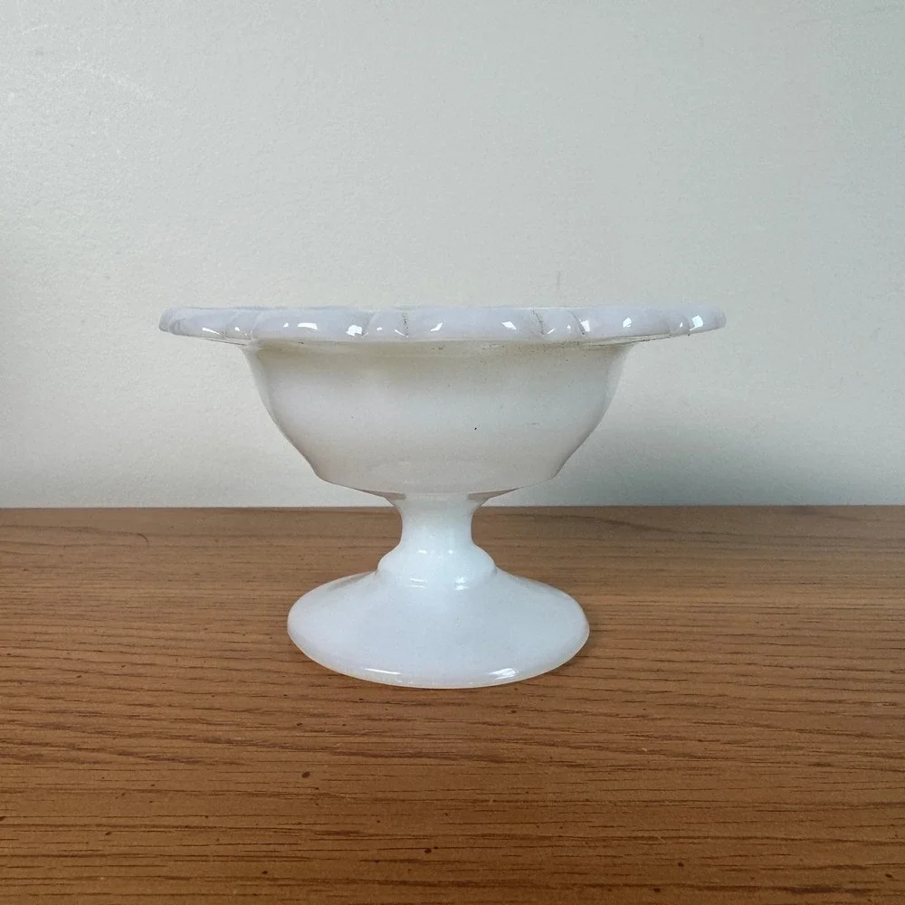 Vintage Westmoreland White Milk Glass Open Lace Edge Pedestal Candy Dish‎ Bowl